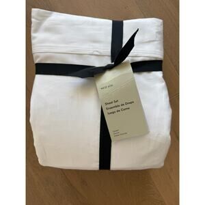 New West Elm 400 TC Organic Sateen Wide Hem Sheet Set Queen White